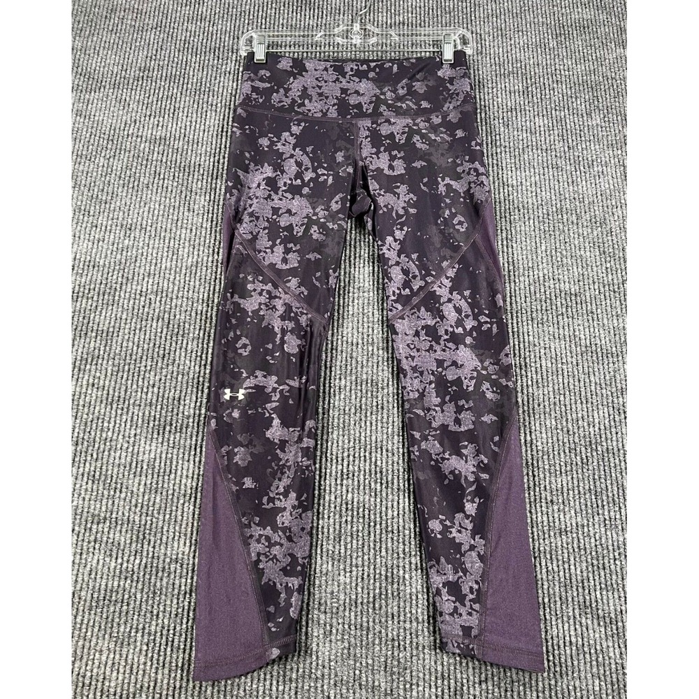Under Armour Leggings Womens Medium Purple Compression Heat Gear Active Workout